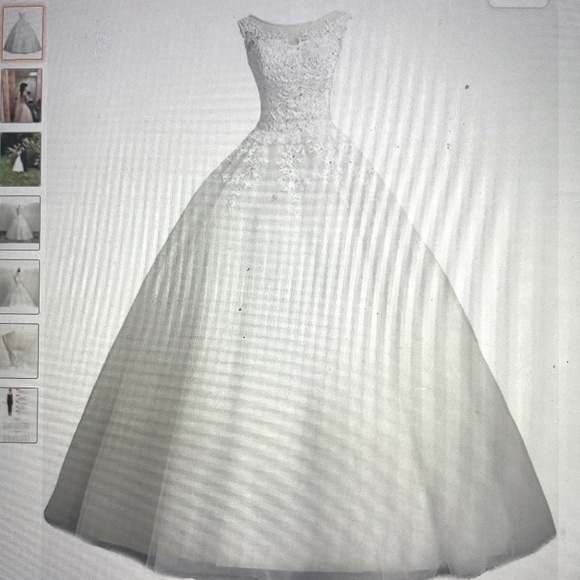 Scoop Neck Ball Gown with Lace (Custom Made) White - Picture 3 of 4